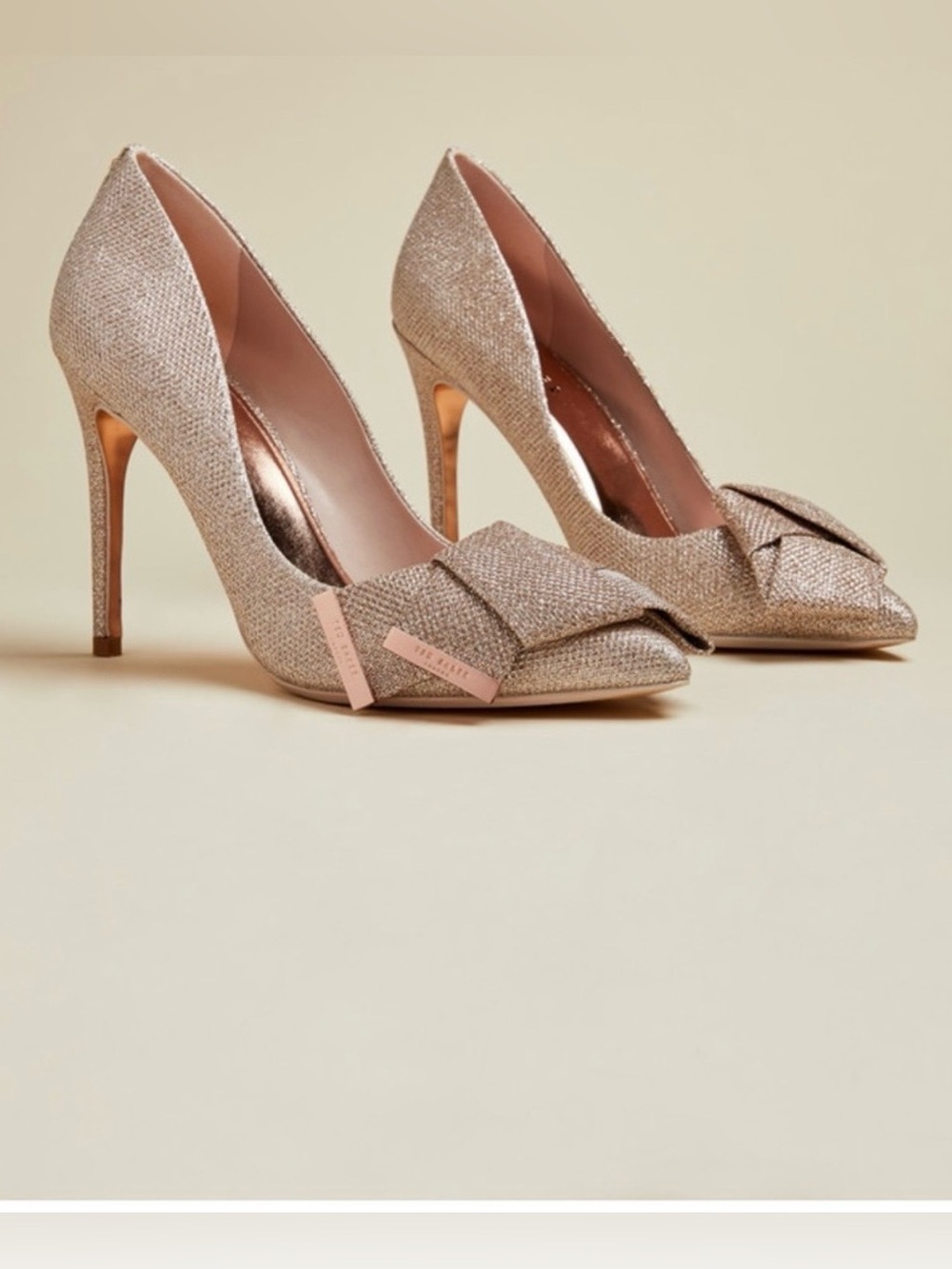 Ted Baker Bow Pointed Toe Pumps - Rose Gold